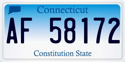 CT license plate AF58172