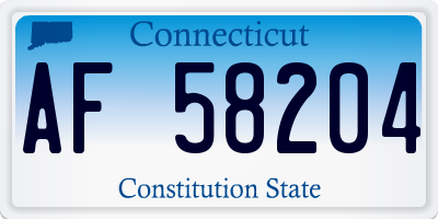 CT license plate AF58204