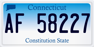 CT license plate AF58227