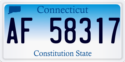 CT license plate AF58317