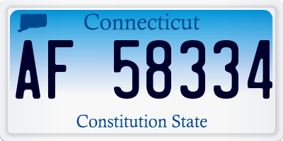 CT license plate AF58334