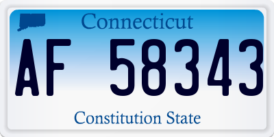 CT license plate AF58343