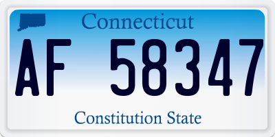 CT license plate AF58347