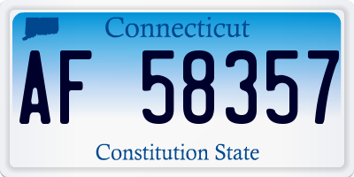 CT license plate AF58357