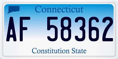 CT license plate AF58362