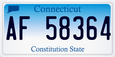 CT license plate AF58364