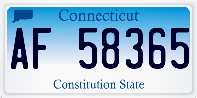 CT license plate AF58365
