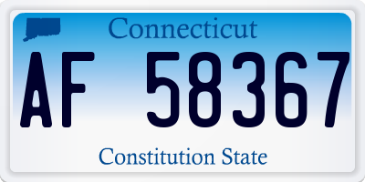 CT license plate AF58367
