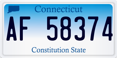 CT license plate AF58374