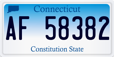 CT license plate AF58382