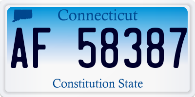 CT license plate AF58387
