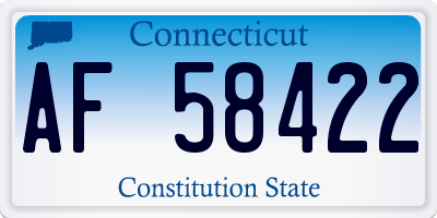 CT license plate AF58422
