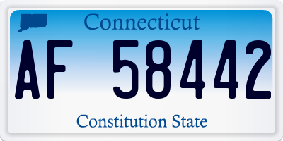 CT license plate AF58442
