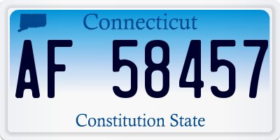 CT license plate AF58457