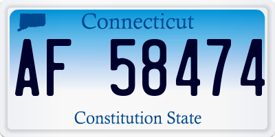 CT license plate AF58474