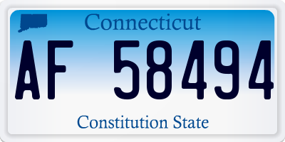 CT license plate AF58494