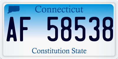 CT license plate AF58538