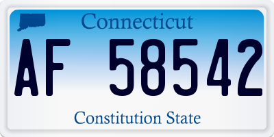 CT license plate AF58542