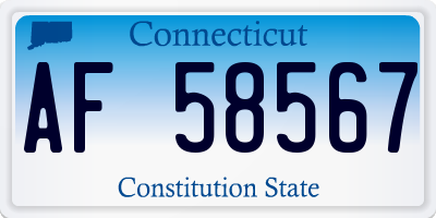 CT license plate AF58567