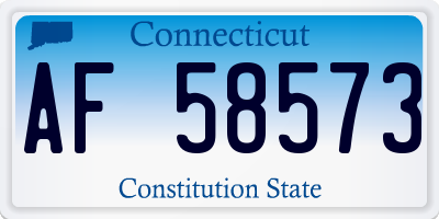 CT license plate AF58573
