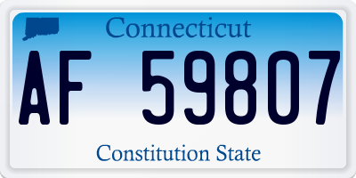 CT license plate AF59807