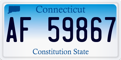 CT license plate AF59867