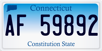 CT license plate AF59892