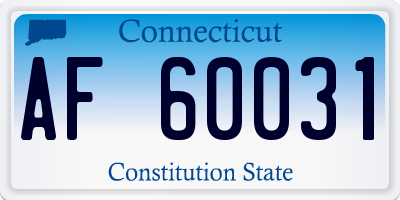 CT license plate AF60031