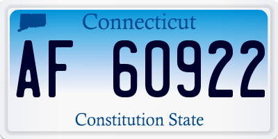CT license plate AF60922