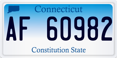 CT license plate AF60982