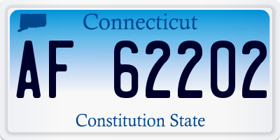 CT license plate AF62202