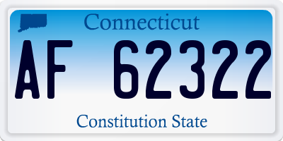 CT license plate AF62322