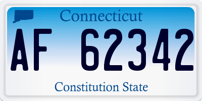 CT license plate AF62342