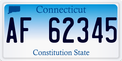 CT license plate AF62345
