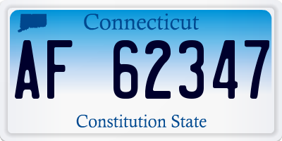 CT license plate AF62347