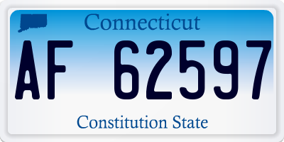 CT license plate AF62597