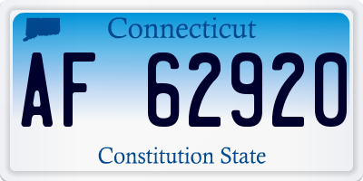 CT license plate AF62920