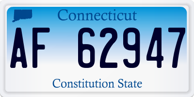CT license plate AF62947