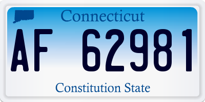 CT license plate AF62981