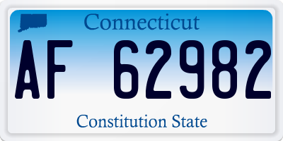 CT license plate AF62982