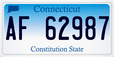CT license plate AF62987