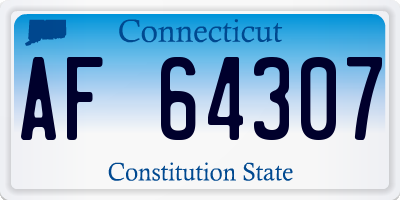 CT license plate AF64307