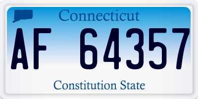CT license plate AF64357
