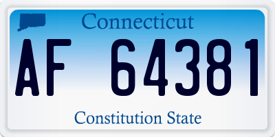 CT license plate AF64381