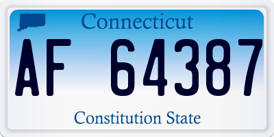 CT license plate AF64387