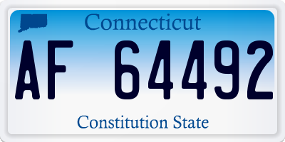 CT license plate AF64492