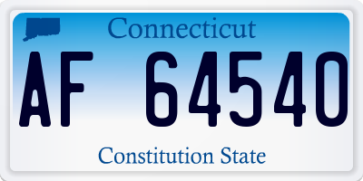 CT license plate AF64540