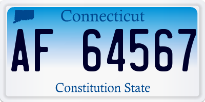 CT license plate AF64567