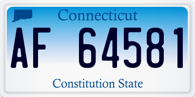 CT license plate AF64581