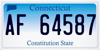 CT license plate AF64587